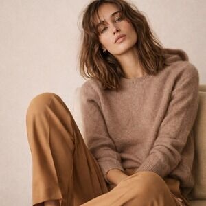 Wool Crewneck Pullover Taupe Sweater Sz L